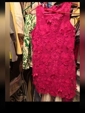 Nina Leonard Fuchsia Lace Dress